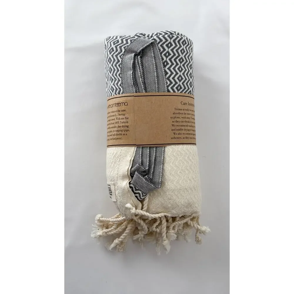 Teema Grey Zion Organic Cotton Turkish Towel Bath Sheet Blanket 70